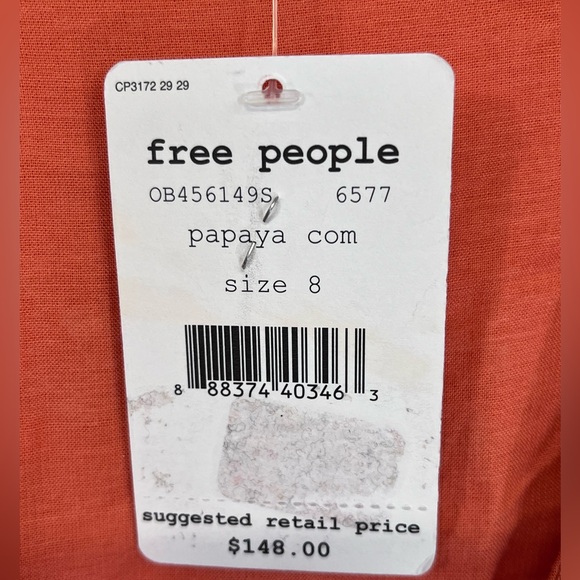 NWT Free People | Orange Papaya Embroidered Bell Sleeve Short Dress 8 - Picture 5 of 6